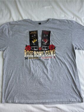 2024 College Football Rose Bowl Game T-Shirt Michigan vs Alabama Men’s Size 2XL